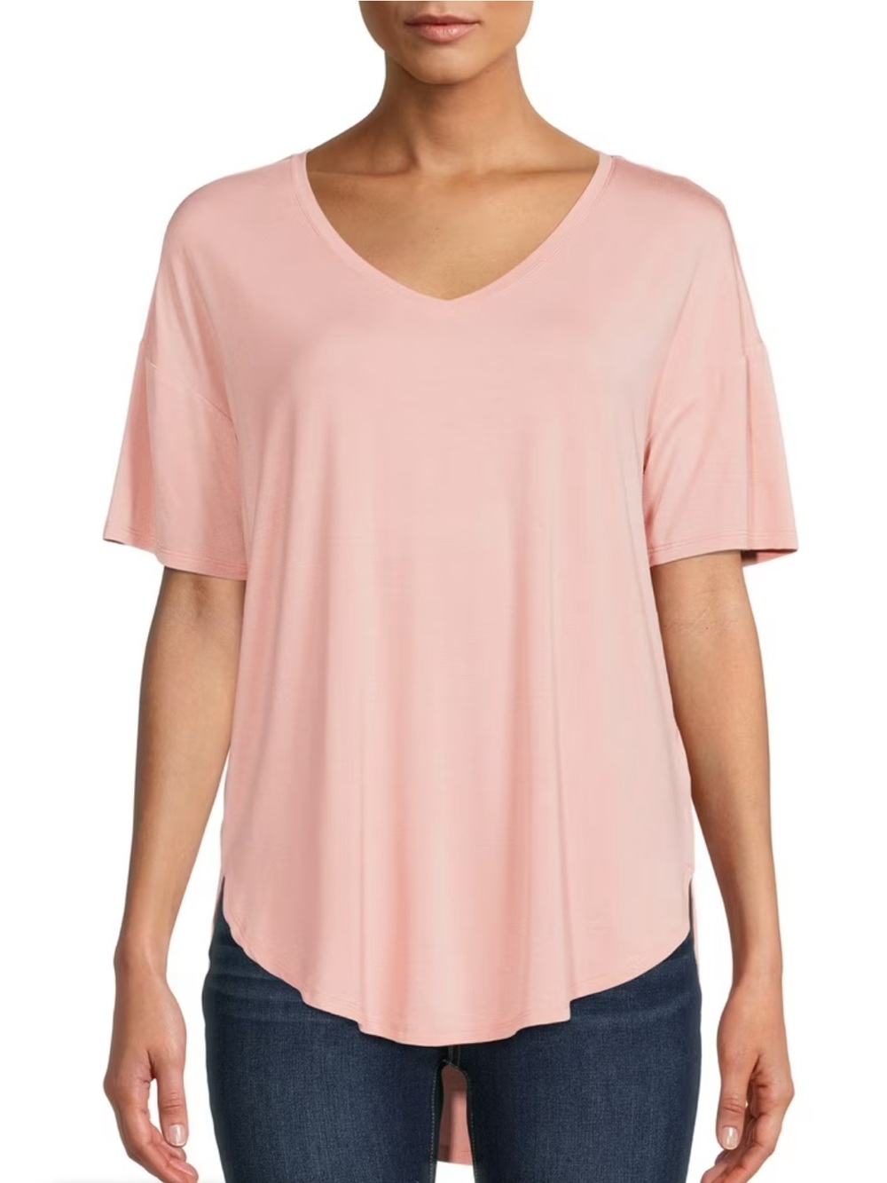 Time and Tru Soft Pink V-Neck Short Sleeve Tee